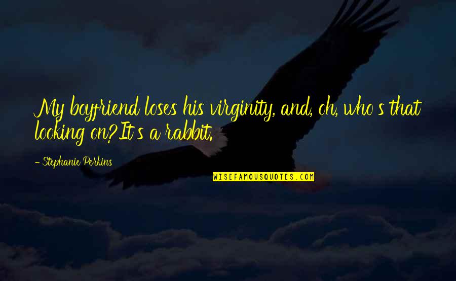 A Rabbit Quotes By Stephanie Perkins: My boyfriend loses his virginity, and, oh, who's