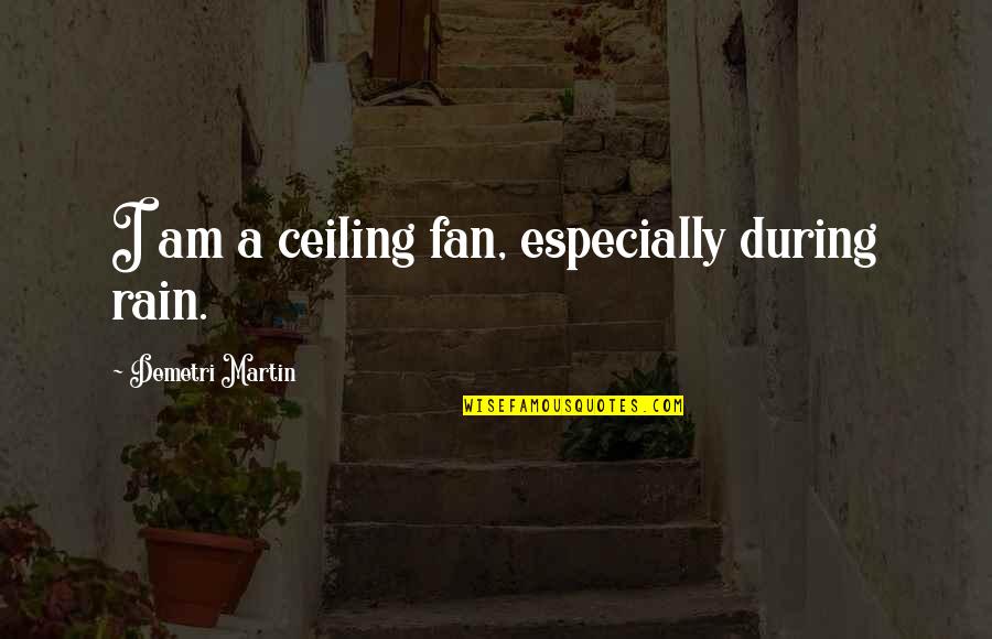 A Rain Quotes By Demetri Martin: I am a ceiling fan, especially during rain.