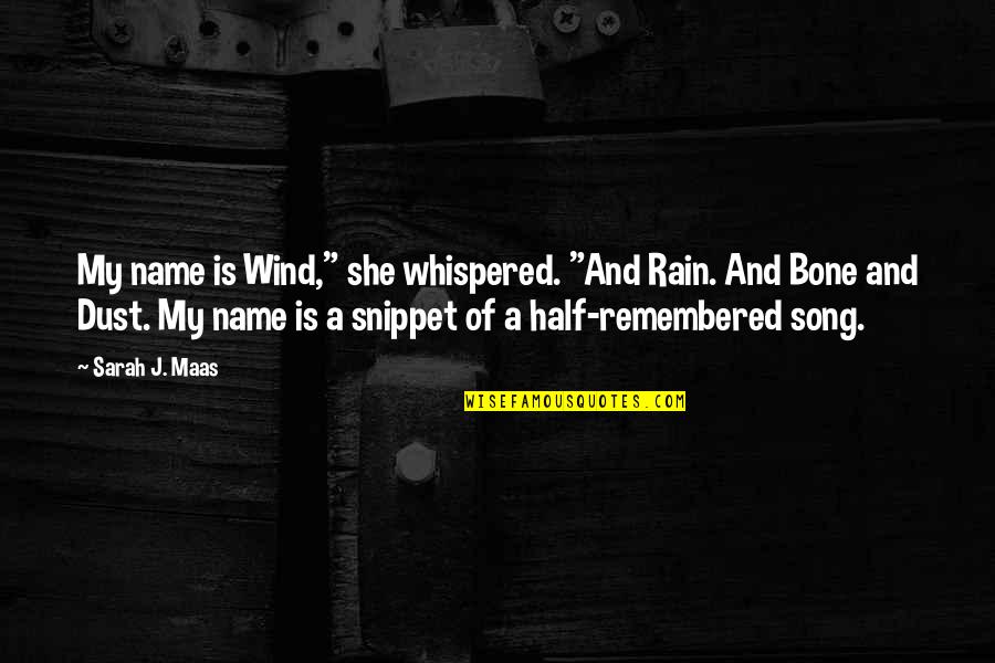 A Rain Quotes By Sarah J. Maas: My name is Wind," she whispered. "And Rain.