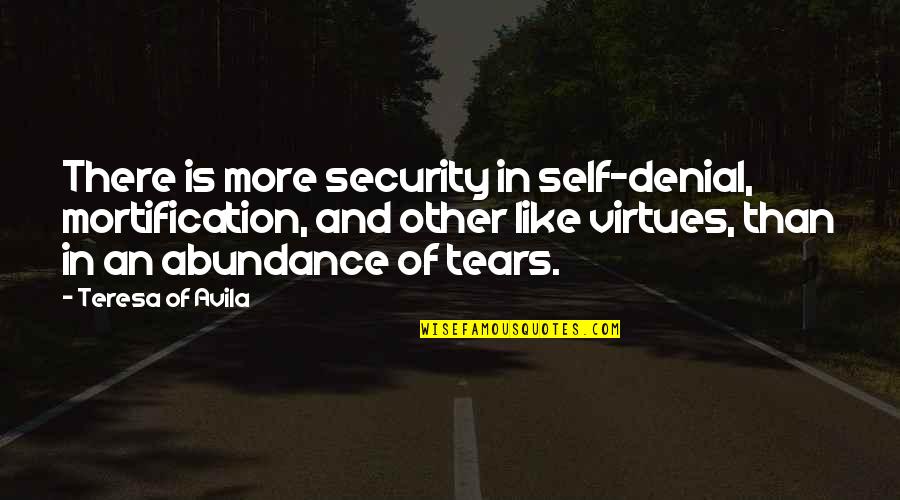 A Rare Occurrence Quotes By Teresa Of Avila: There is more security in self-denial, mortification, and