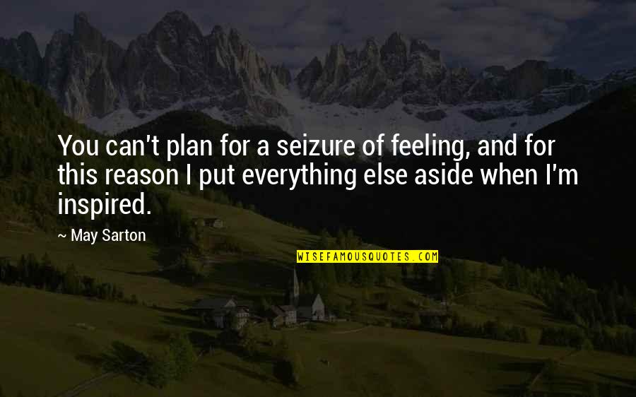 A Reason For Everything Quotes By May Sarton: You can't plan for a seizure of feeling,