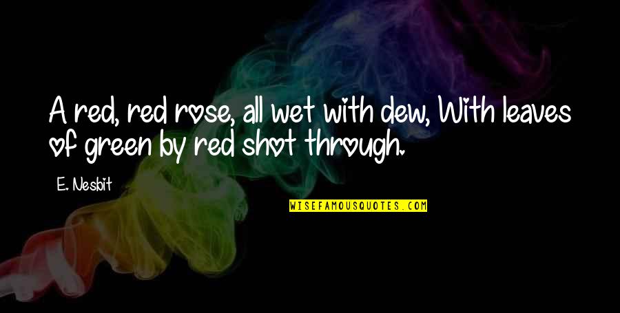 A Red Rose Quotes By E. Nesbit: A red, red rose, all wet with dew,