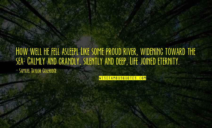 A River Of Life Quotes By Samuel Taylor Coleridge: How well he fell asleepl Like some proud