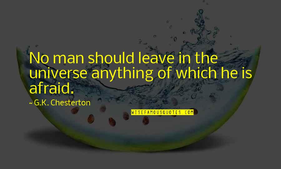 A Roaring Lion Quotes By G.K. Chesterton: No man should leave in the universe anything A Roaring Lion Quotes By G.K. Chesterton: No man should leave in the universe anything