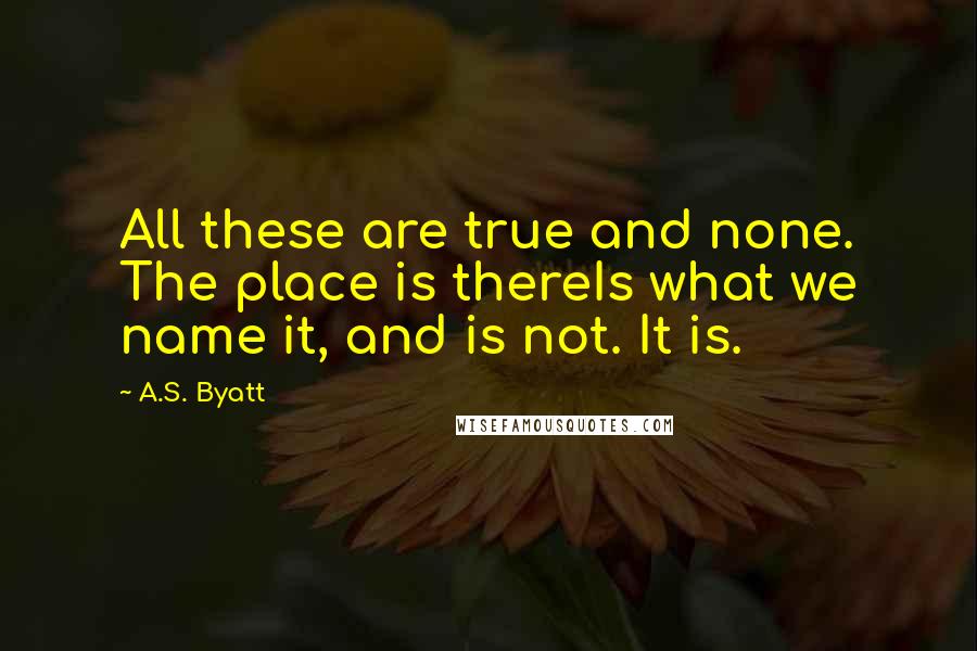 A.S. Byatt quotes: All these are true and none. The place is thereIs what we name it, and is not. It is.