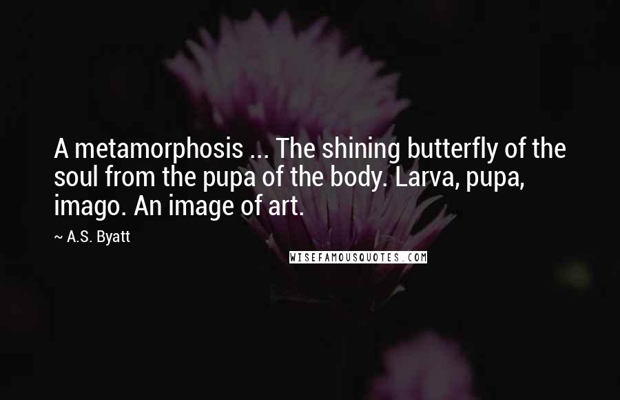 A.S. Byatt quotes: A metamorphosis ... The shining butterfly of the soul from the pupa of the body. Larva, pupa, imago. An image of art.