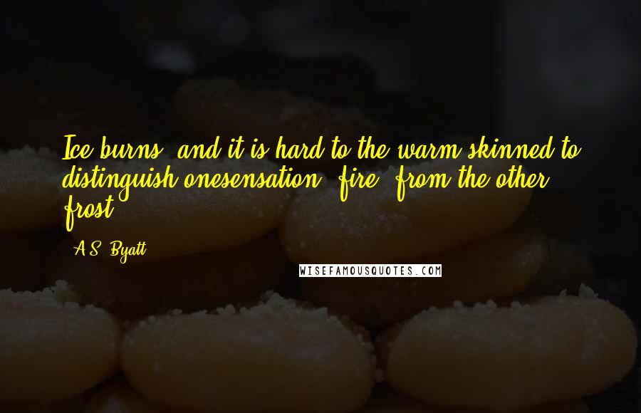 A.S. Byatt quotes: Ice burns, and it is hard to the warm-skinned to distinguish onesensation, fire, from the other, frost.