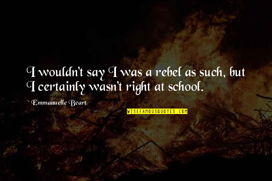A School Quotes By Emmanuelle Beart: I wouldn't say I was a rebel as