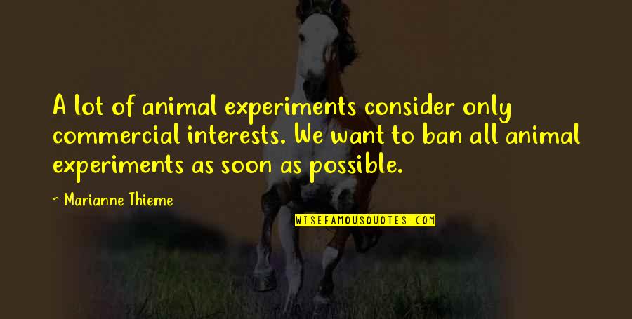 A School Year Ending Quotes By Marianne Thieme: A lot of animal experiments consider only commercial