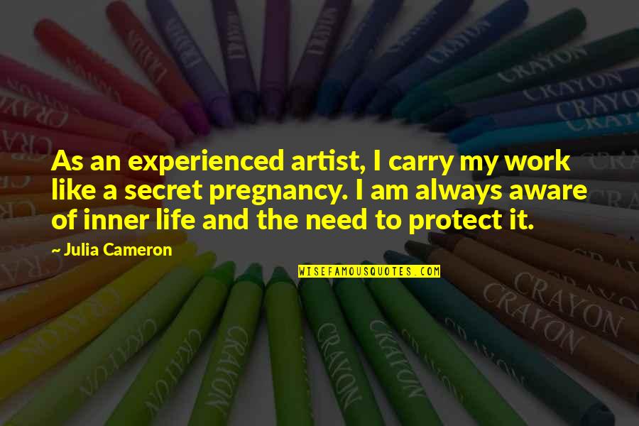 A Secret Pregnancy Quotes By Julia Cameron: As an experienced artist, I carry my work