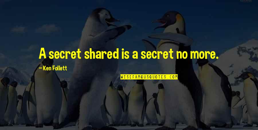 A Secret Shared Quotes By Ken Follett: A secret shared is a secret no more.