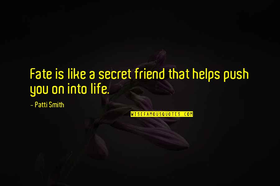 A Secret You Quotes By Patti Smith: Fate is like a secret friend that helps