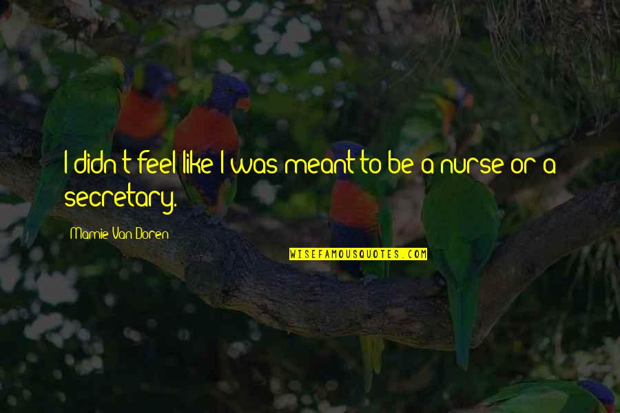 A Secretary Quotes By Mamie Van Doren: I didn't feel like I was meant to A Secretary Quotes By Mamie Van Doren: I didn't feel like I was meant to
