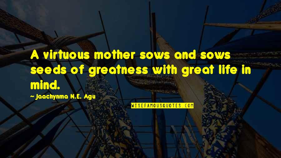 A Seed Quotes By Jaachynma N.E. Agu: A virtuous mother sows and sows seeds of