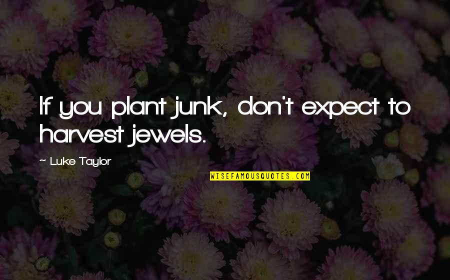 A Seed Quotes By Luke Taylor: If you plant junk, don't expect to harvest