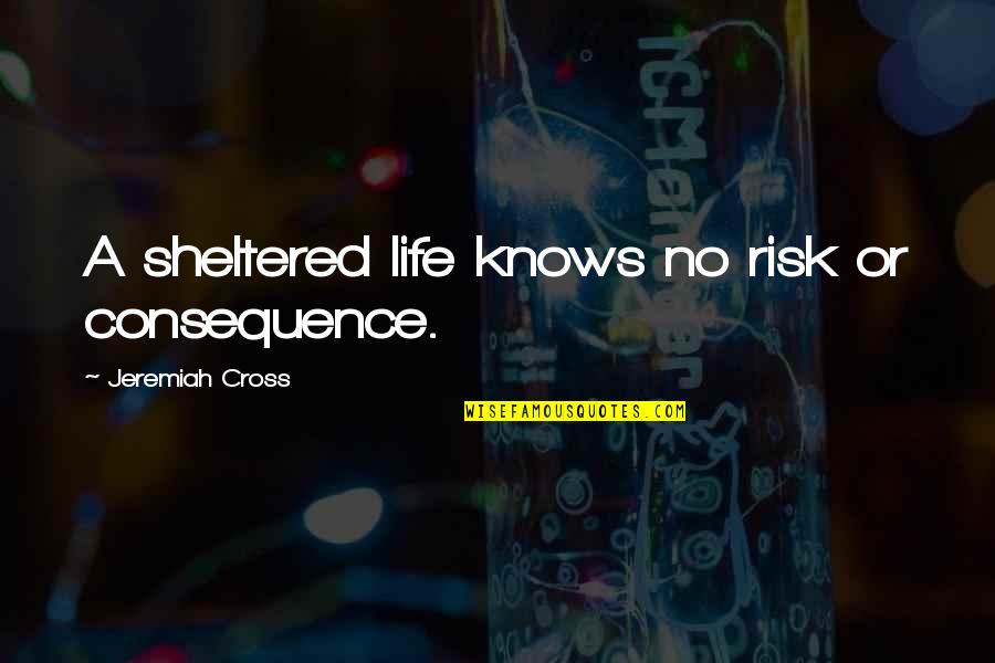 A Sheltered Life Quotes By Jeremiah Cross: A sheltered life knows no risk or consequence.