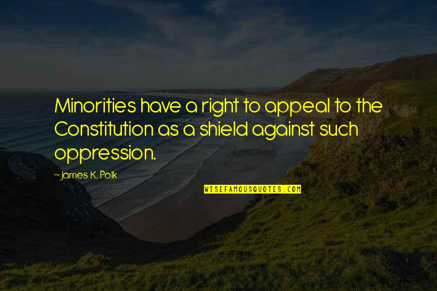 A Shield Quotes By James K. Polk: Minorities have a right to appeal to the