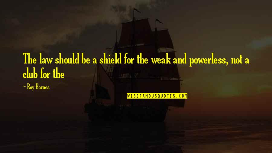 A Shield Quotes By Roy Barnes: The law should be a shield for the