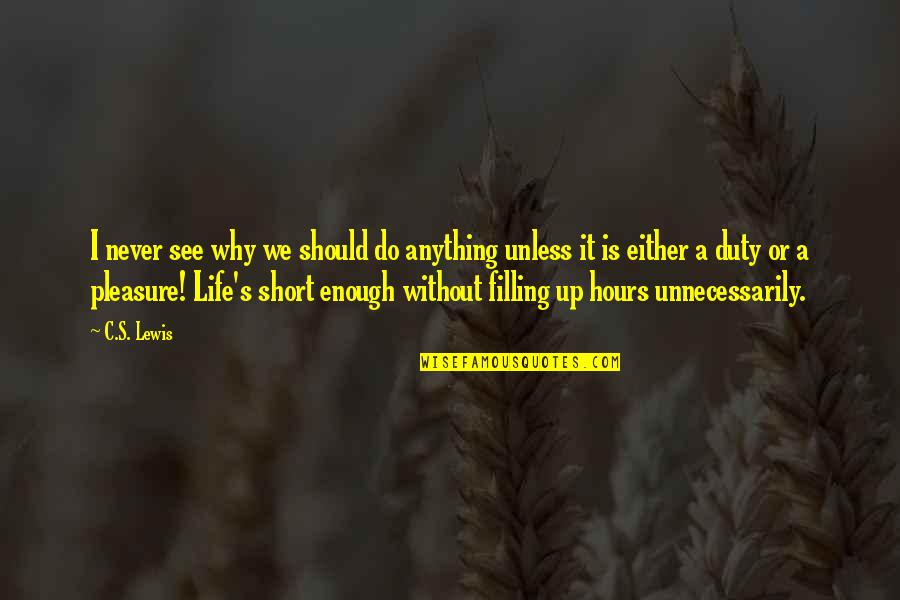 A Short Life Quotes By C.S. Lewis: I never see why we should do anything