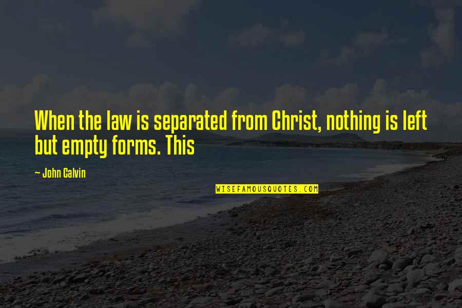 A Simple Happy Life Quotes By John Calvin: When the law is separated from Christ, nothing