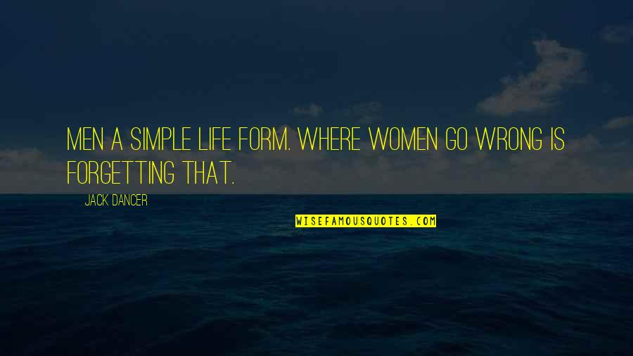 A Simple Life Quotes By Jack Dancer: Men a simple life form. Where women go