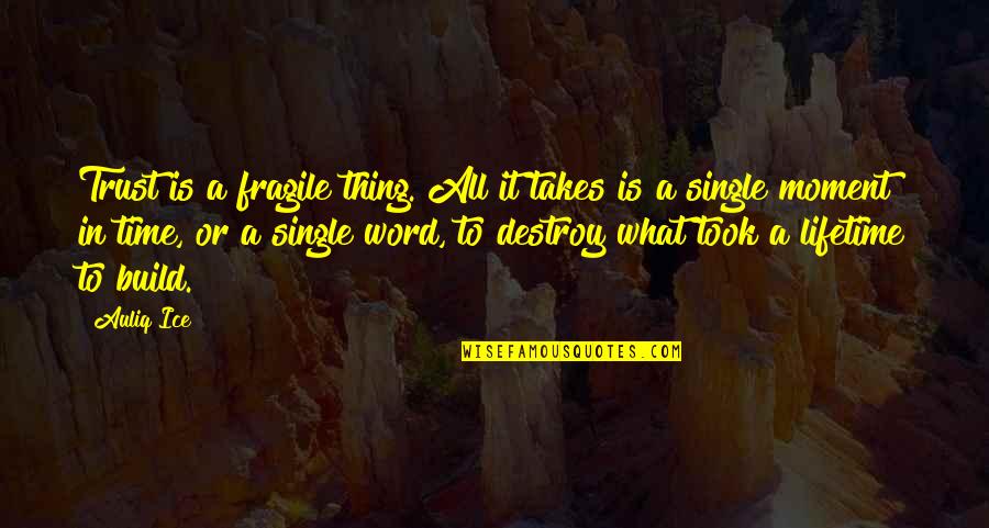 A Single Word Quotes By Auliq Ice: Trust is a fragile thing. All it takes
