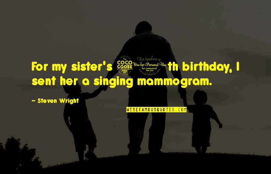 A Sister's Birthday Quotes By Steven Wright: For my sister's 50th birthday, I sent her