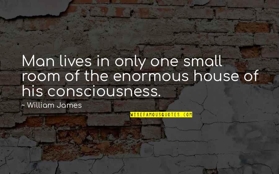 A Small House Quotes By William James: Man lives in only one small room of