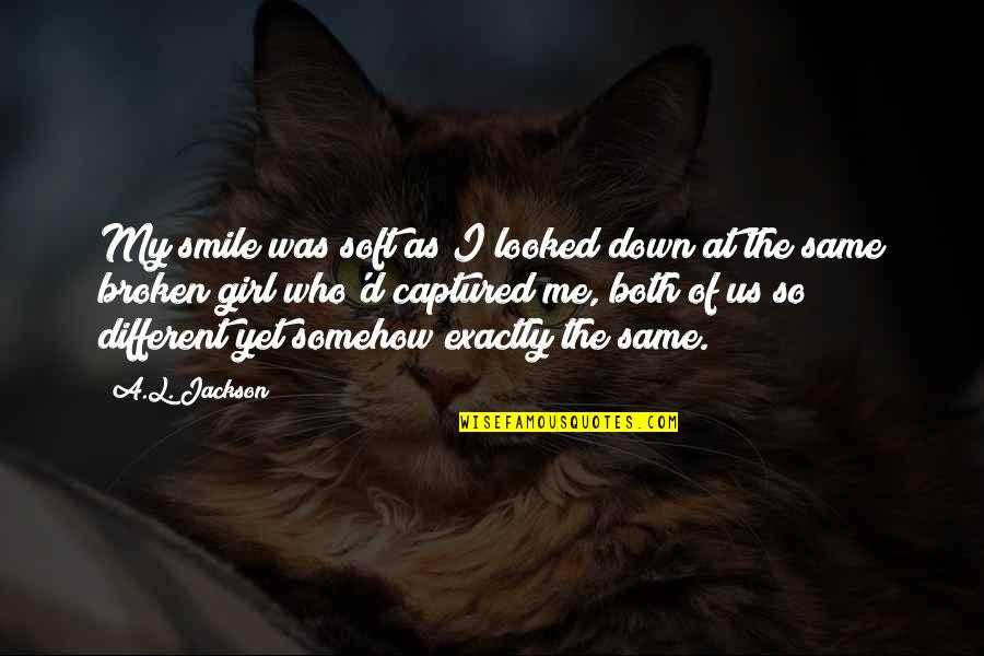 A Smile Of A Girl Quotes By A.L. Jackson: My smile was soft as I looked down A Smile Of A Girl Quotes By A.L. Jackson: My smile was soft as I looked down