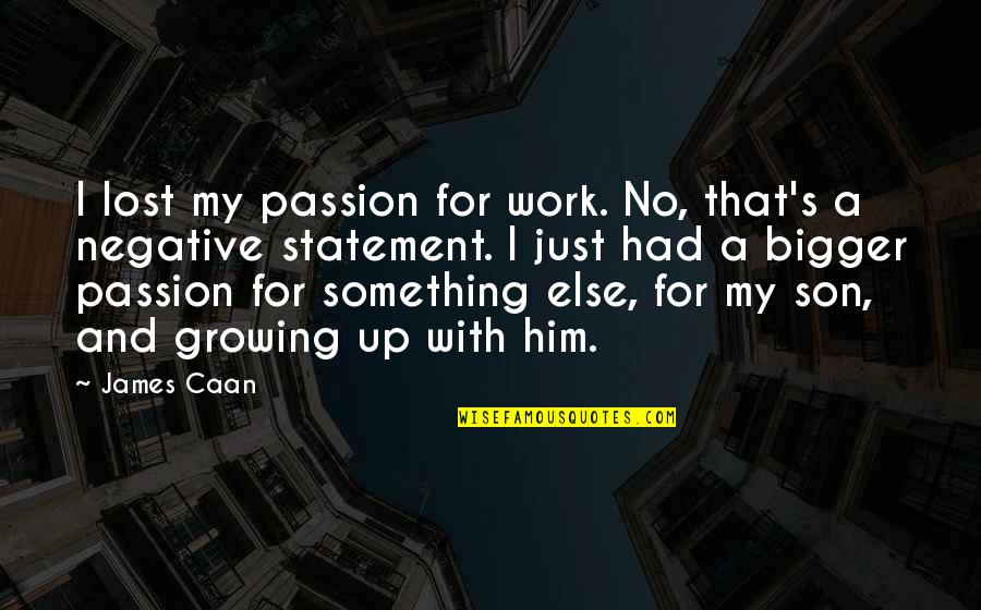A Son Growing Up Quotes By James Caan: I lost my passion for work. No, that's