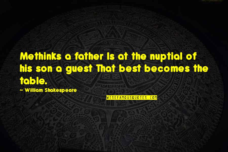 A Son Quotes By William Shakespeare: Methinks a father Is at the nuptial of