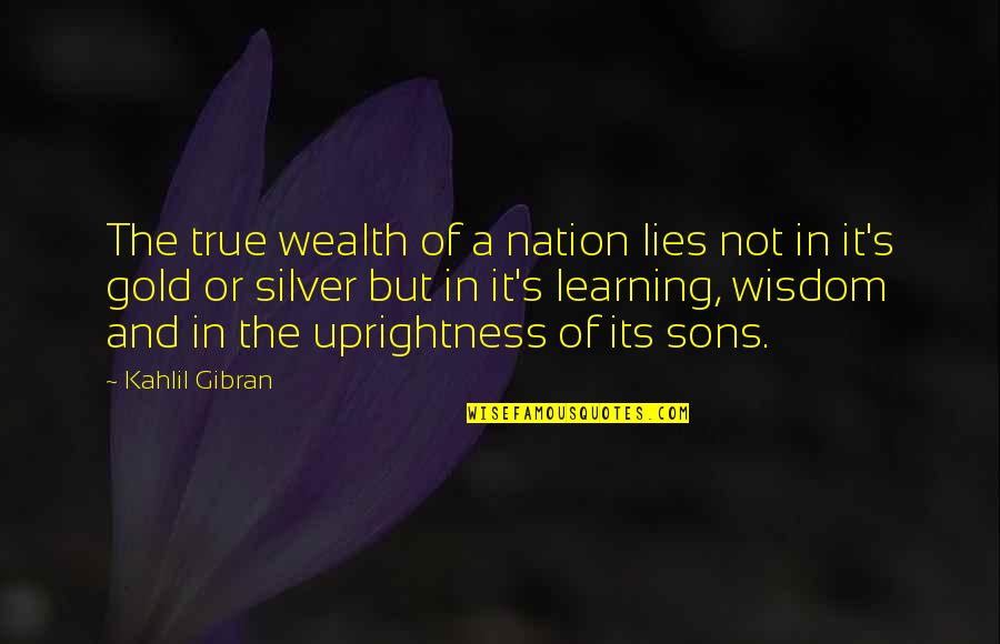 A Sons Quotes By Kahlil Gibran: The true wealth of a nation lies not