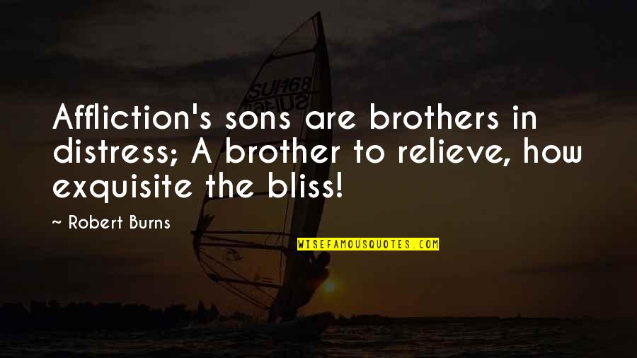 A Sons Quotes By Robert Burns: Affliction's sons are brothers in distress; A brother