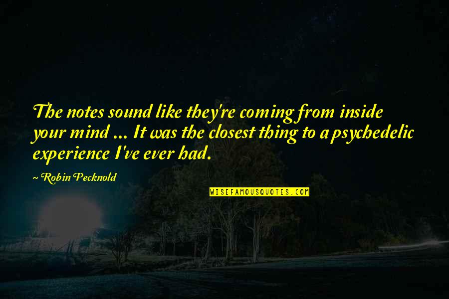 A Sound Mind Quotes By Robin Pecknold: The notes sound like they're coming from inside