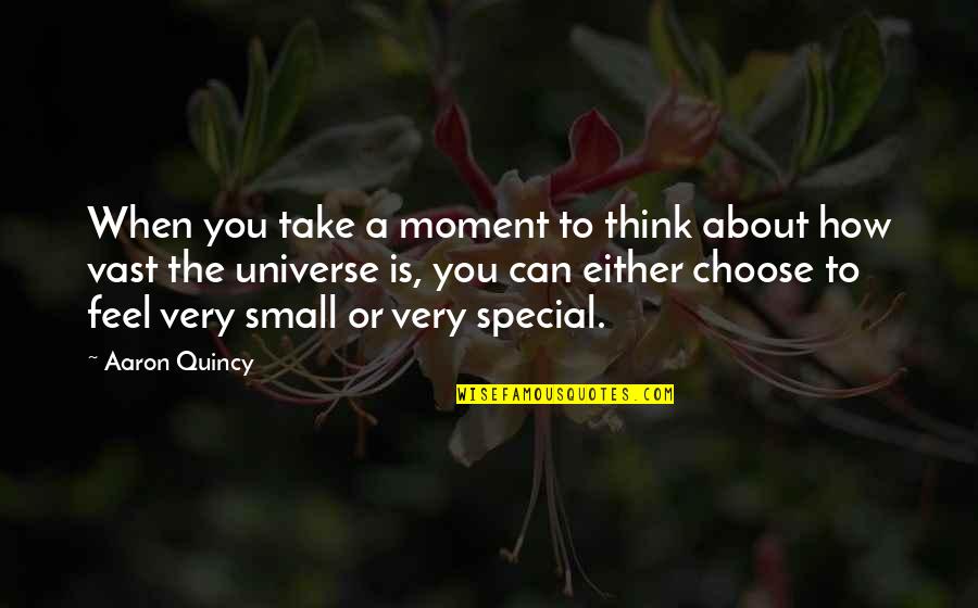 A Special Moment Quotes By Aaron Quincy: When you take a moment to think about