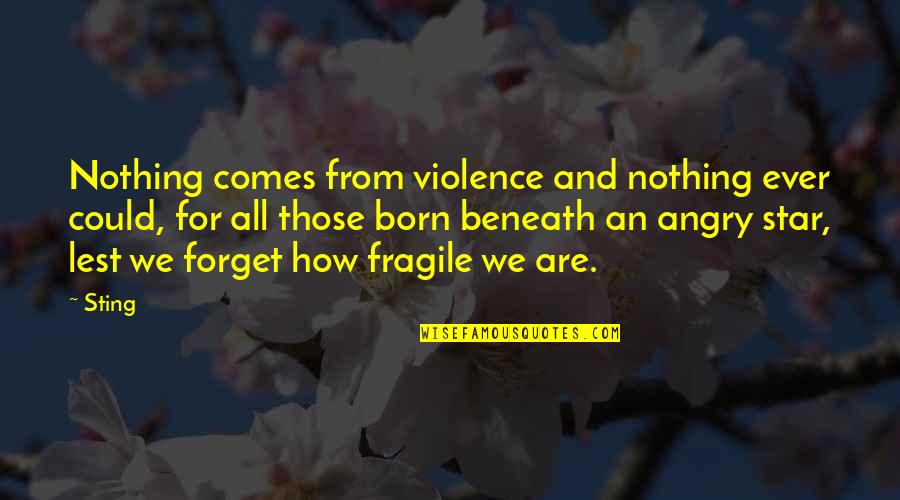 A Star Is Born Quotes By Sting: Nothing comes from violence and nothing ever could,