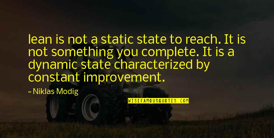 A Static Quotes By Niklas Modig: lean is not a static state to reach.