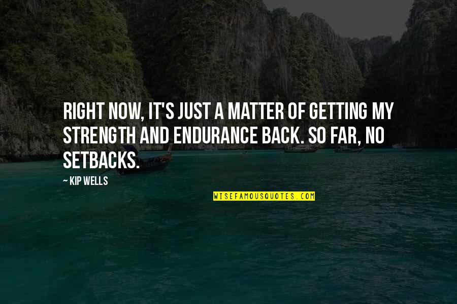 A Strength Quotes By Kip Wells: Right now, it's just a matter of getting
