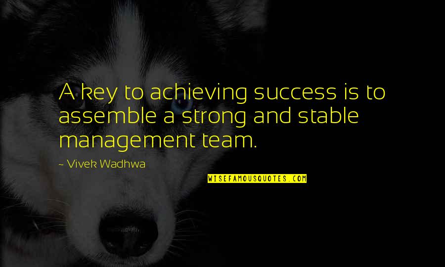 A Strong Team Quotes By Vivek Wadhwa: A key to achieving success is to assemble