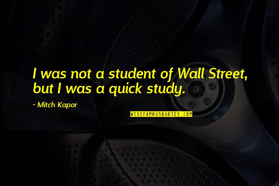 A Student Quotes By Mitch Kapor: I was not a student of Wall Street,