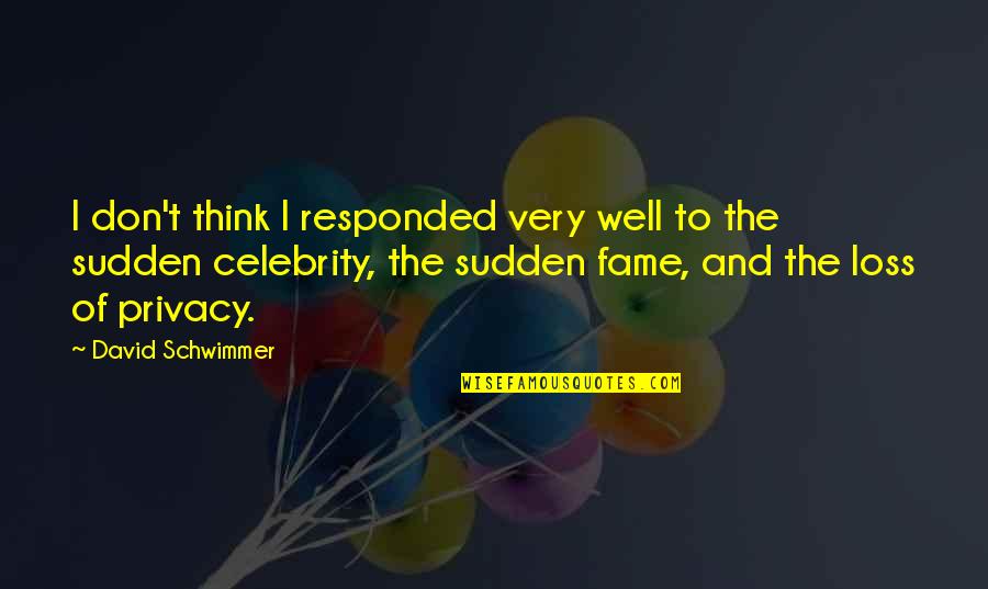 A Sudden Loss Quotes By David Schwimmer: I don't think I responded very well to A Sudden Loss Quotes By David Schwimmer: I don't think I responded very well to