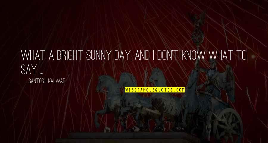 A Sunny Day Quotes By Santosh Kalwar: What a bright sunny day, and I don't