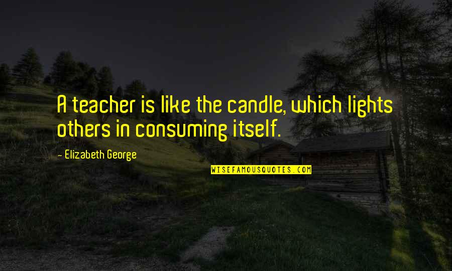 A Teacher Is Like A Candle Quotes By Elizabeth George: A teacher is like the candle, which lights