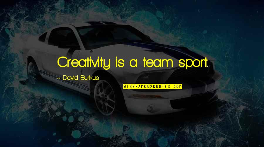 A Team Sport Quotes By David Burkus: Creativity is a team sport.