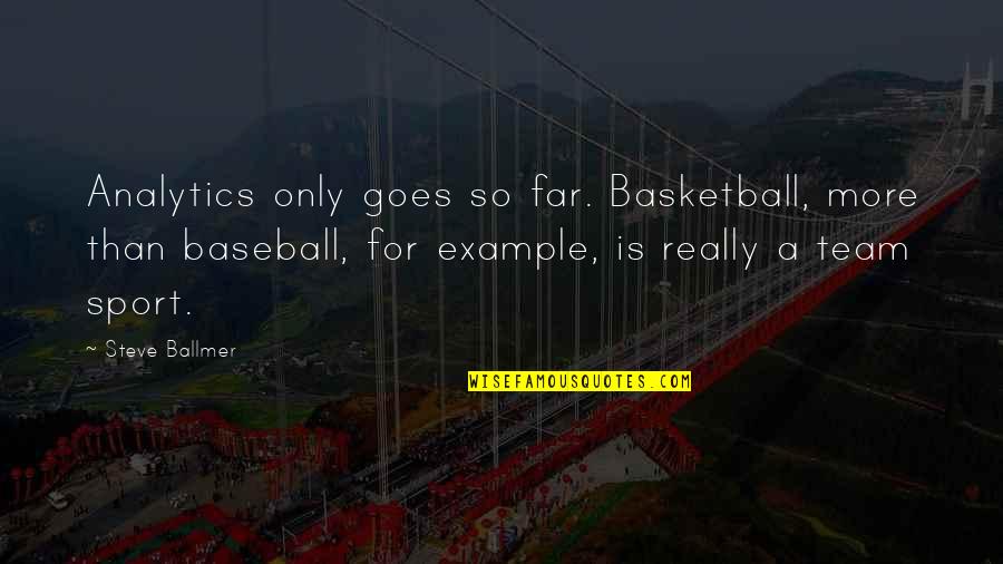 A Team Sport Quotes By Steve Ballmer: Analytics only goes so far. Basketball, more than