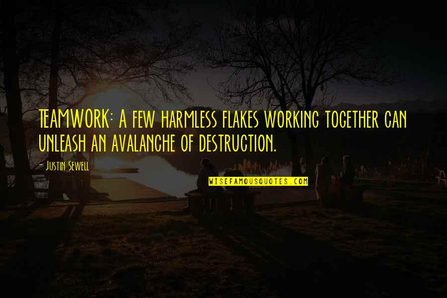 A Teamwork Quotes By Justin Sewell: TEAMWORK: A few harmless flakes working together can