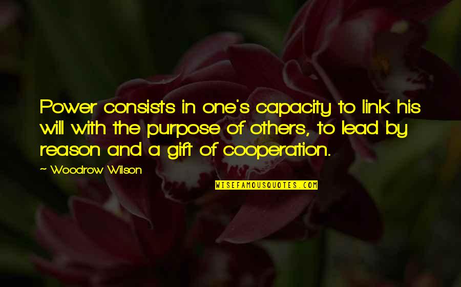 A Teamwork Quotes By Woodrow Wilson: Power consists in one's capacity to link his