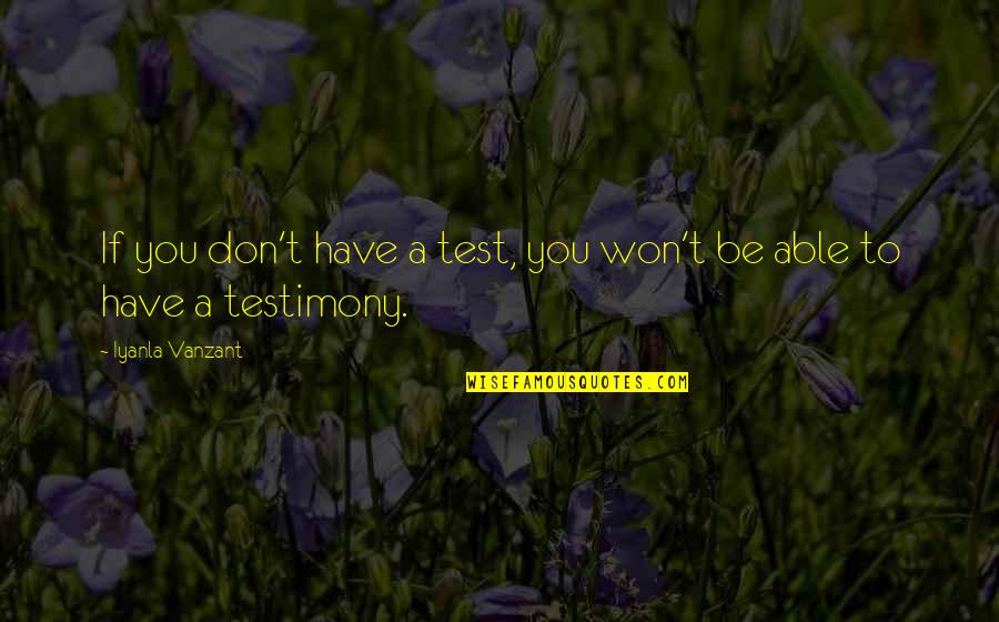 A Testimony Quotes By Iyanla Vanzant: If you don't have a test, you won't