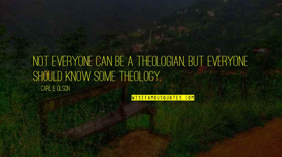 A Theologian Quotes By Carl E. Olson: Not everyone can be a theologian, but everyone