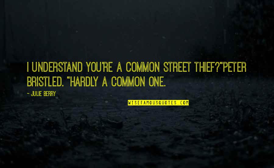 A Thief Quotes By Julie Berry: I understand you're a common street thief?"Peter bristled.